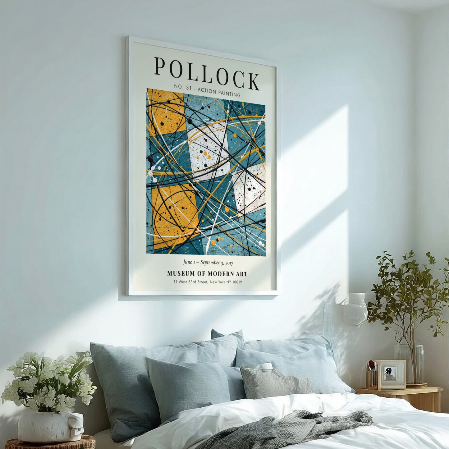 Wall art poster featuring Jackson Pollock No 31 Action Painting with abstract geometric colors