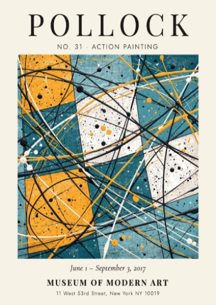 Wall art poster featuring Jackson Pollock No 31 Action Painting with abstract geometric colors