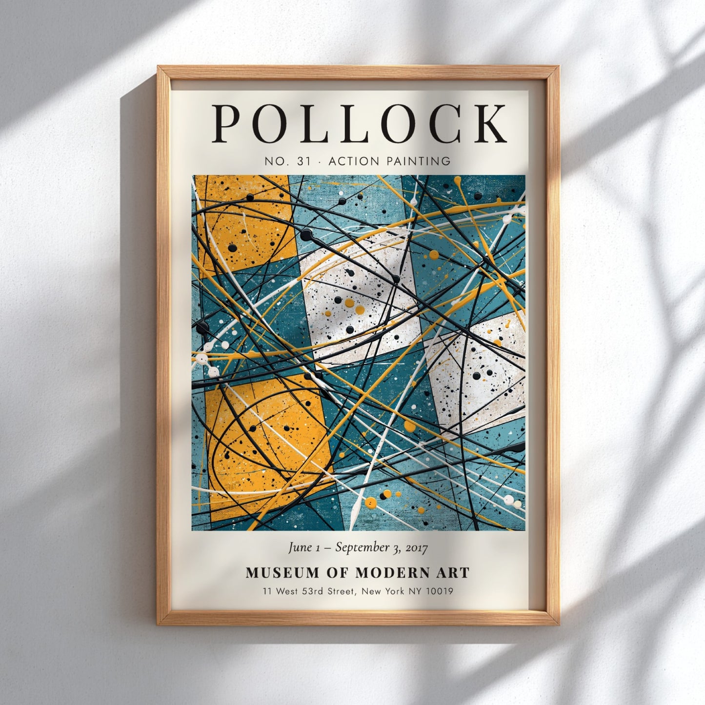 Wall art poster featuring Jackson Pollock No 31 Action Painting with abstract geometric colors
