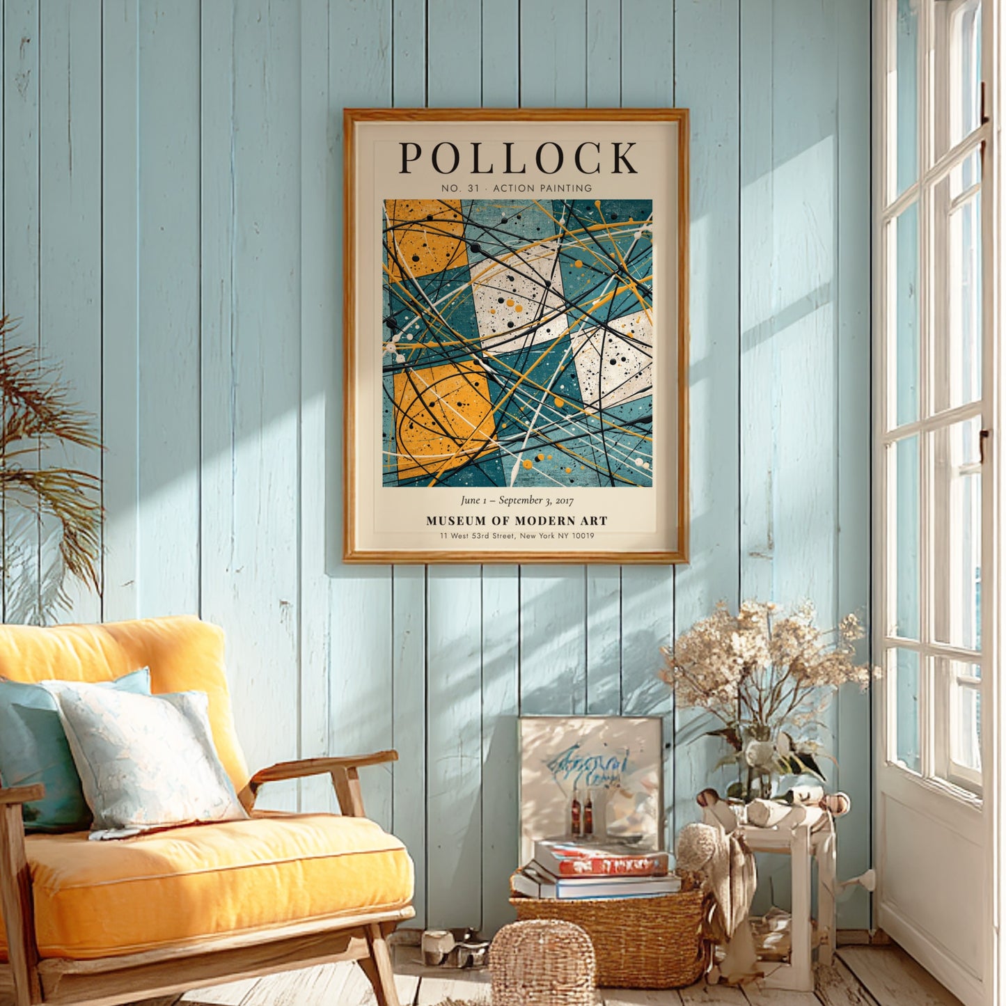 Wall art poster featuring Jackson Pollock No 31 Action Painting with abstract geometric colors
