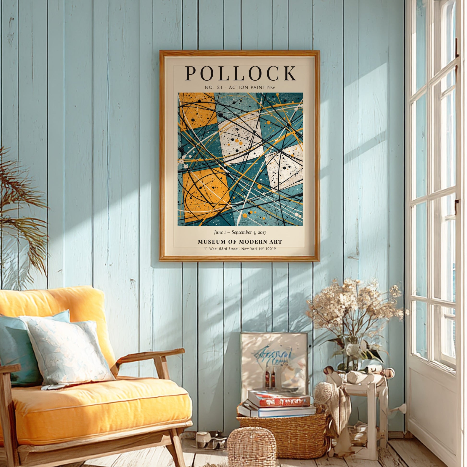 Wall art poster featuring Jackson Pollock No 31 Action Painting with abstract geometric colors