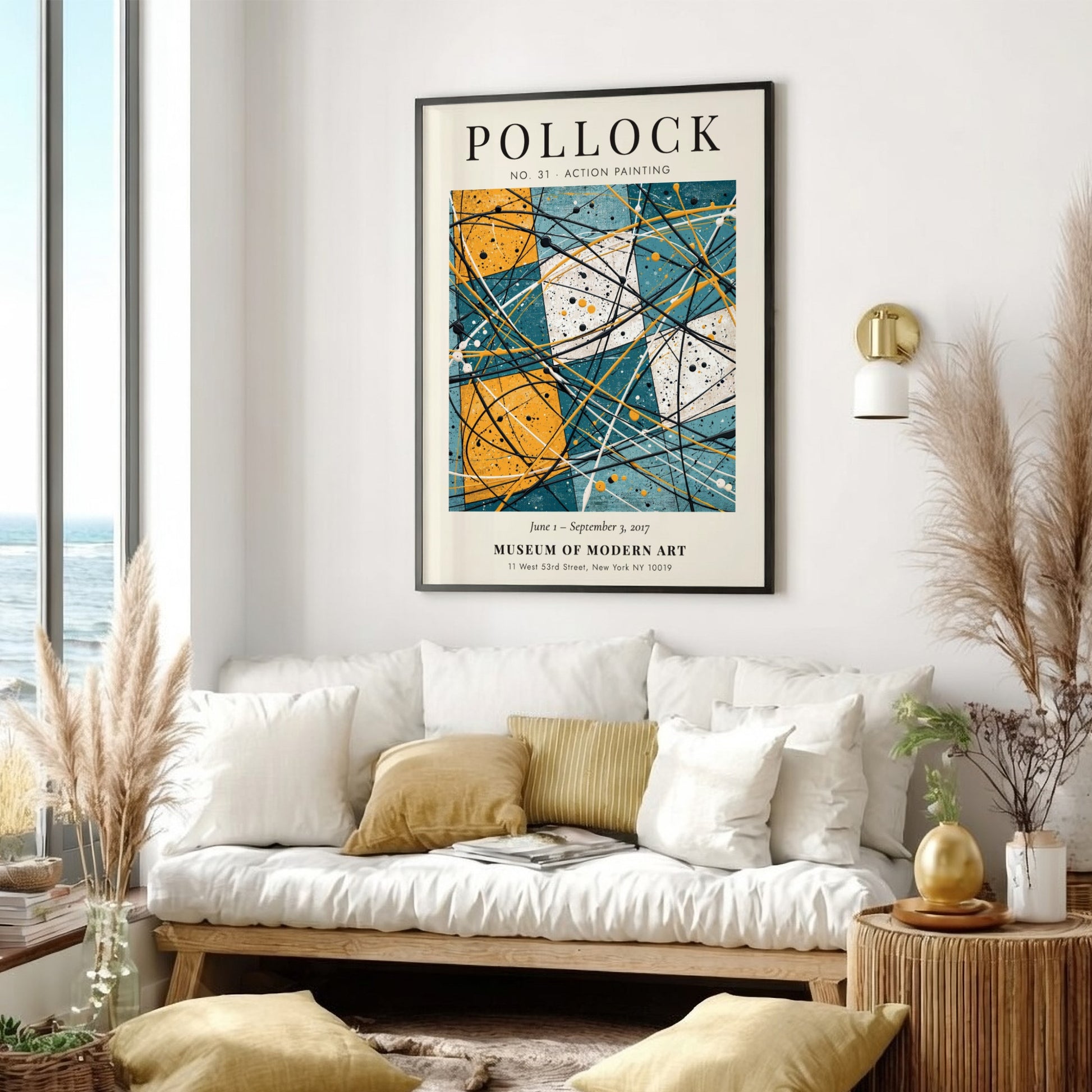 Wall art poster featuring Jackson Pollock No 31 Action Painting with abstract geometric colors