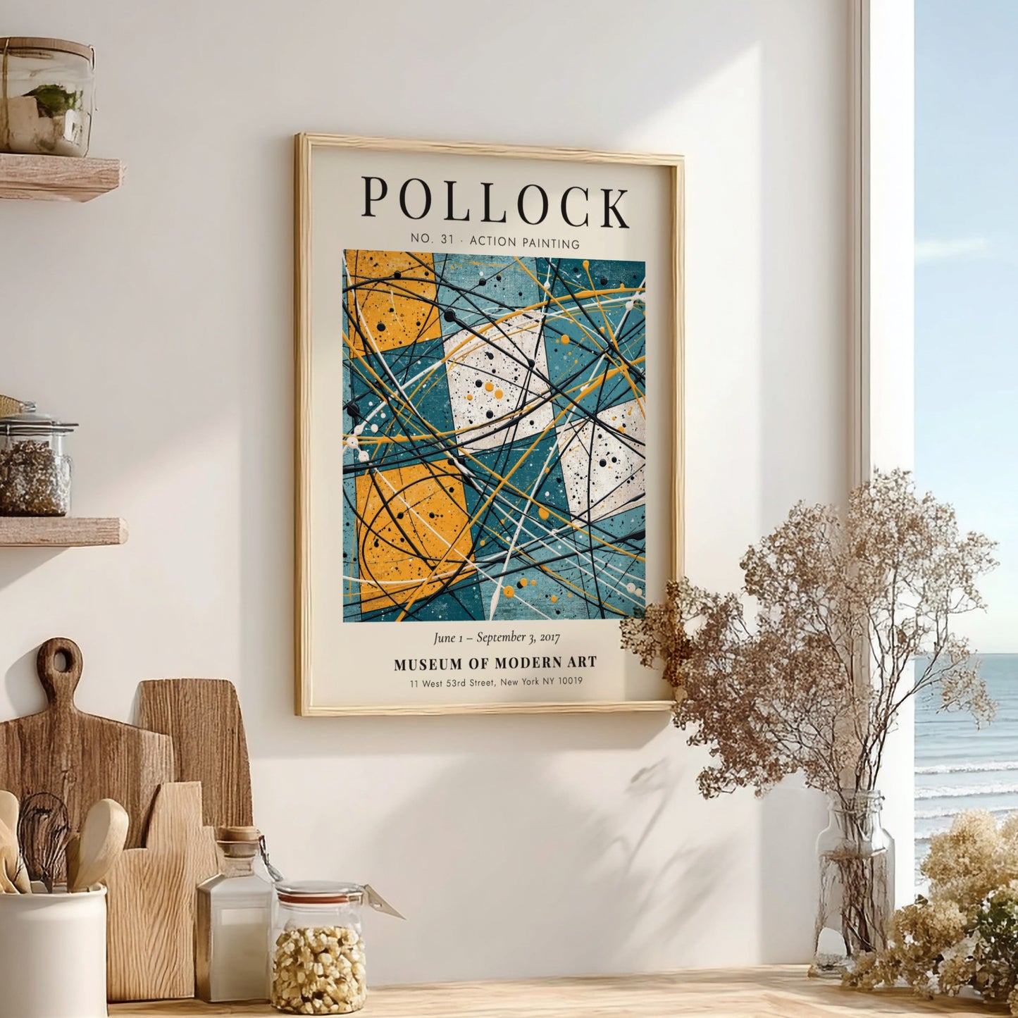Wall art poster featuring Jackson Pollock No 31 Action Painting with abstract geometric colors