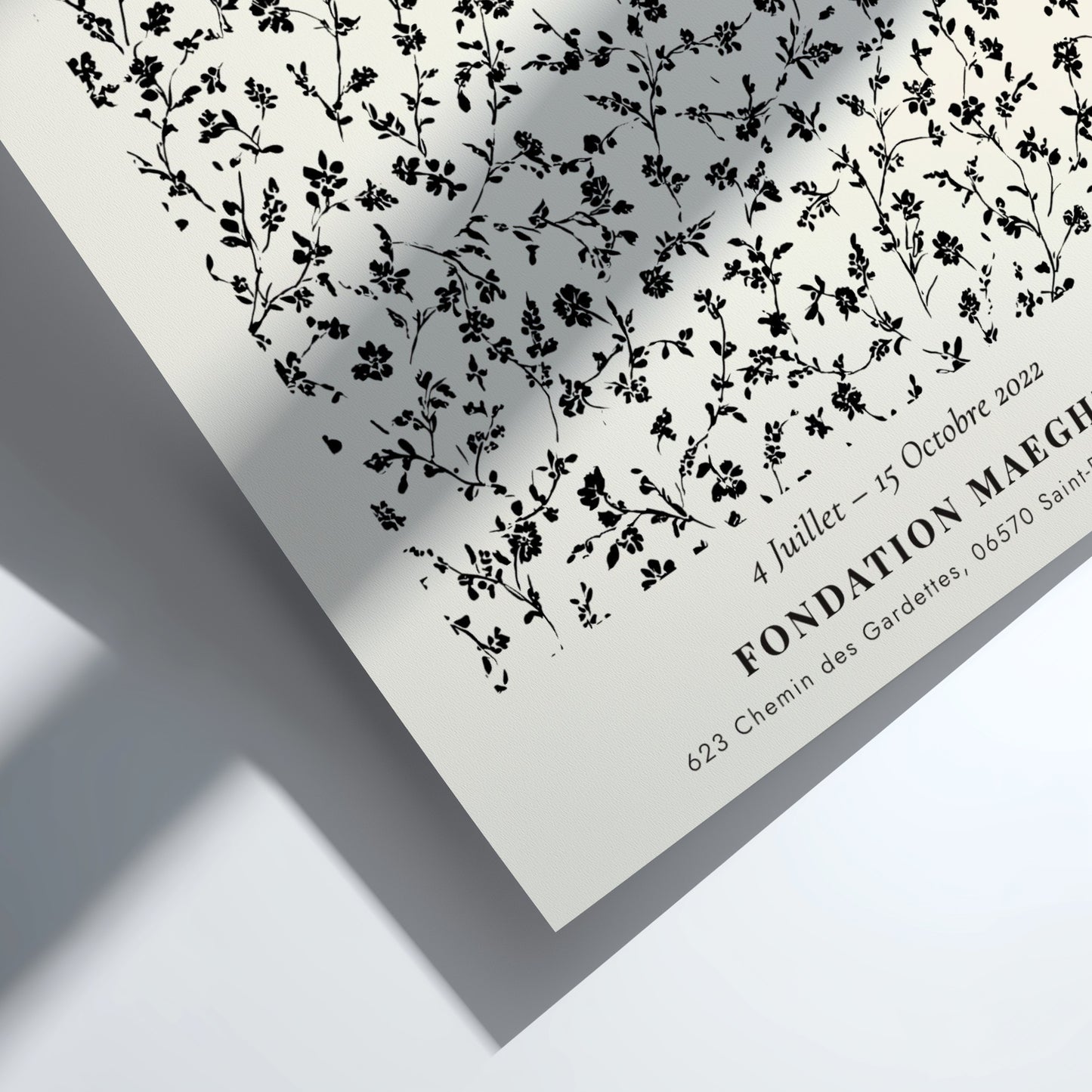 Dark botanical study poster featuring intricate floral patterns in monochrome by Henri Matisse, perfect for