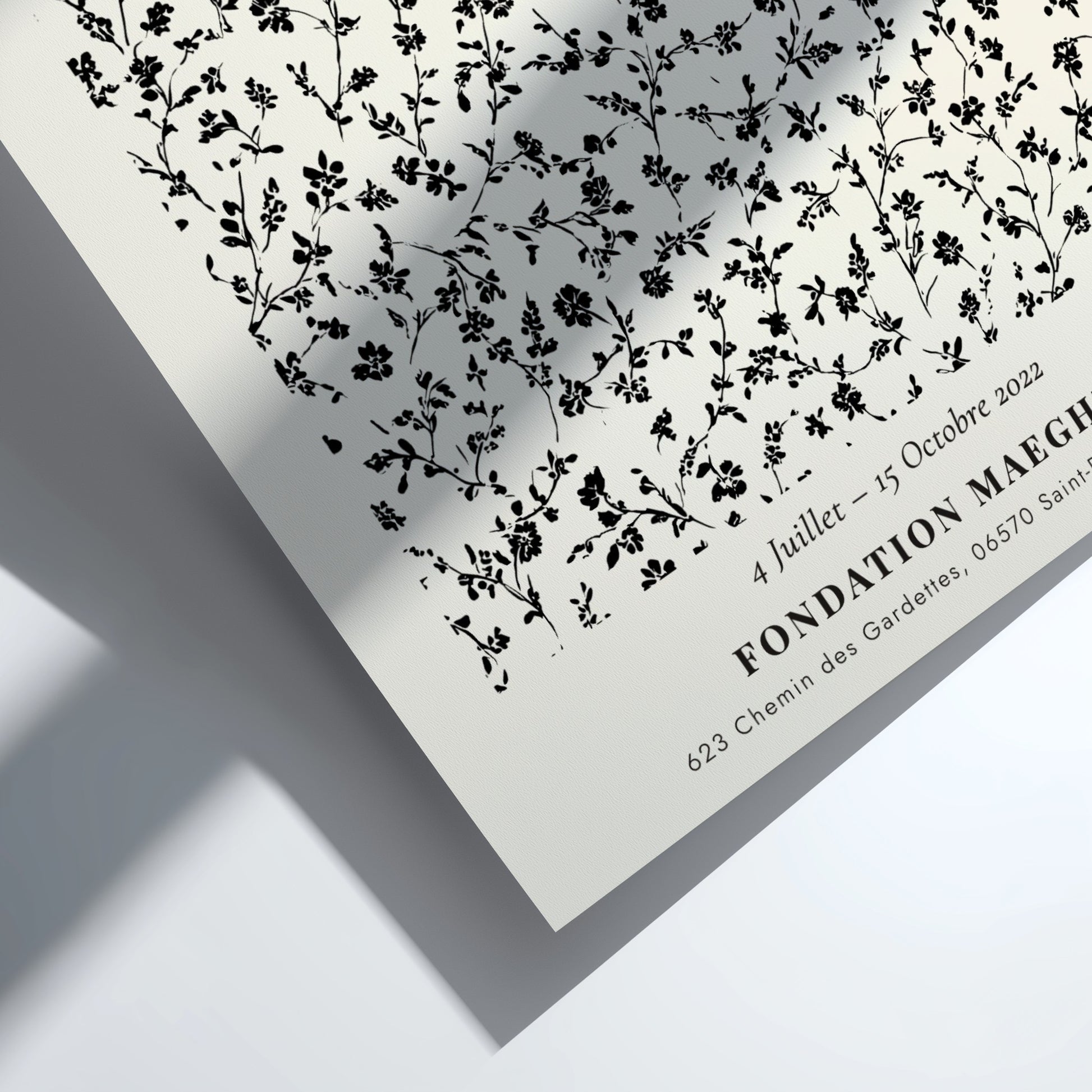 Dark botanical study poster featuring intricate floral patterns in monochrome by Henri Matisse, perfect for