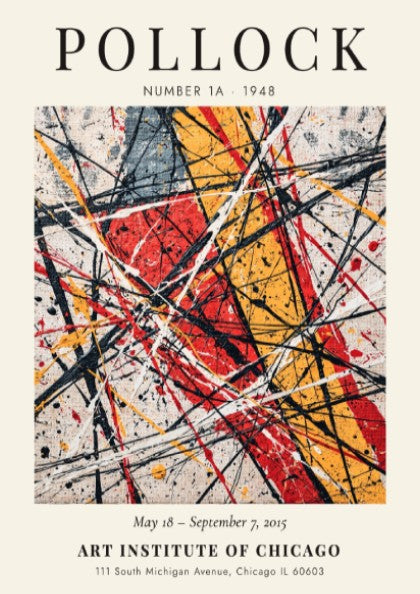 Wall art poster featuring Jackson Pollock Number 1A 1948 with black yellow red splatters