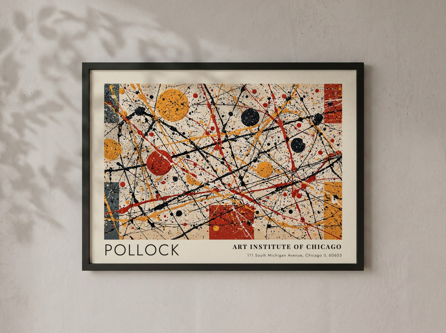 Wall art poster featuring Jackson Pollock Number 1A abstract splatters and geometric shapes.