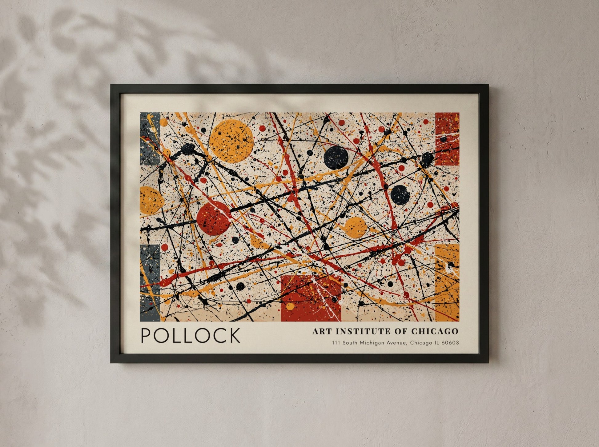 Wall art poster featuring Jackson Pollock Number 1A abstract splatters and geometric shapes.