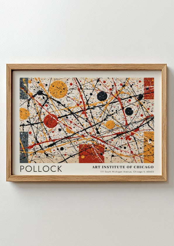 Wall art poster featuring Jackson Pollock Number 1A abstract splatters and geometric shapes.