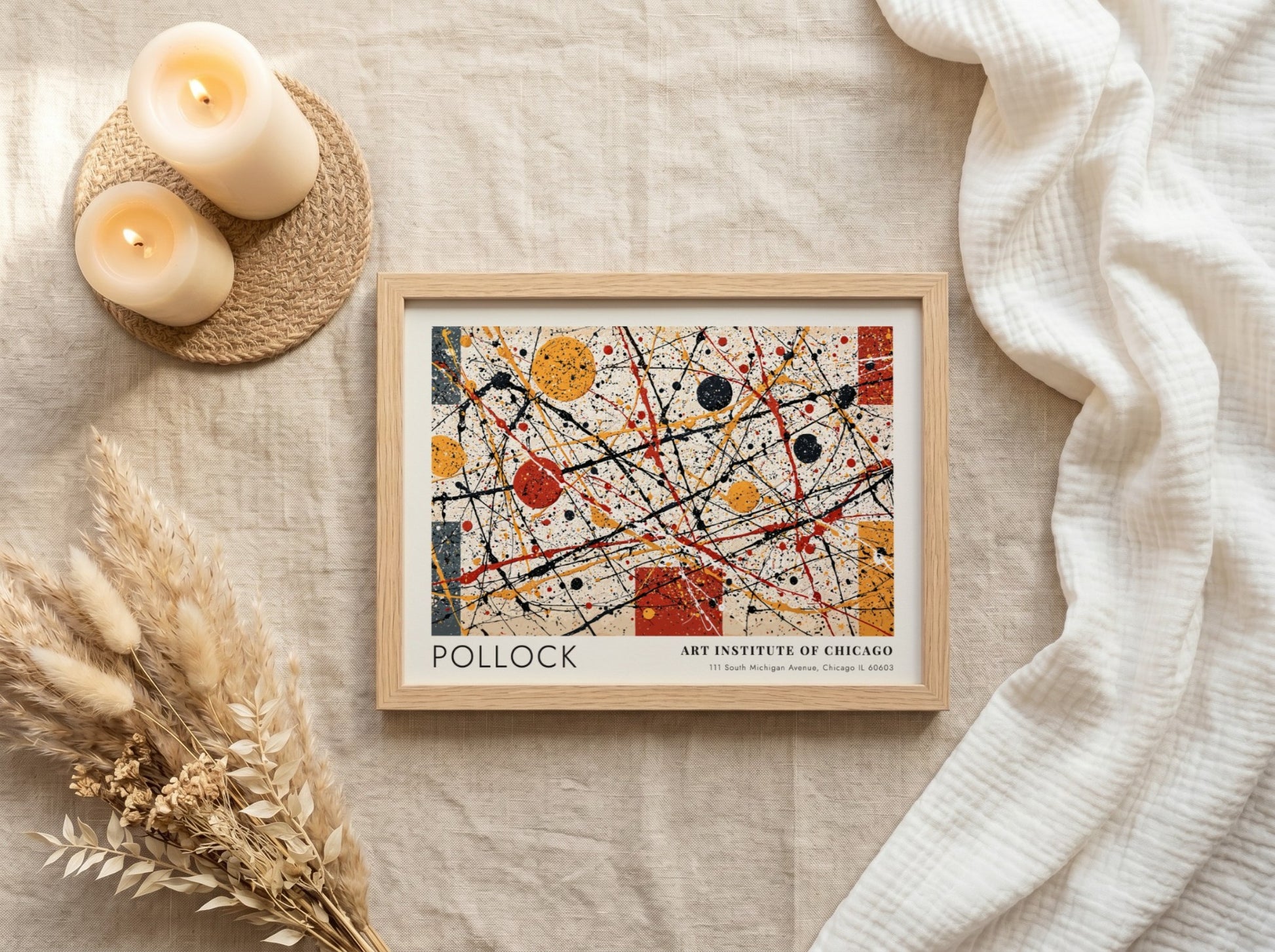 Wall art poster featuring Jackson Pollock Number 1A abstract splatters and geometric shapes.
