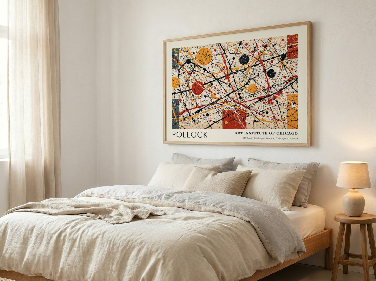 Wall art poster featuring Jackson Pollock Number 1A abstract splatters and geometric shapes.