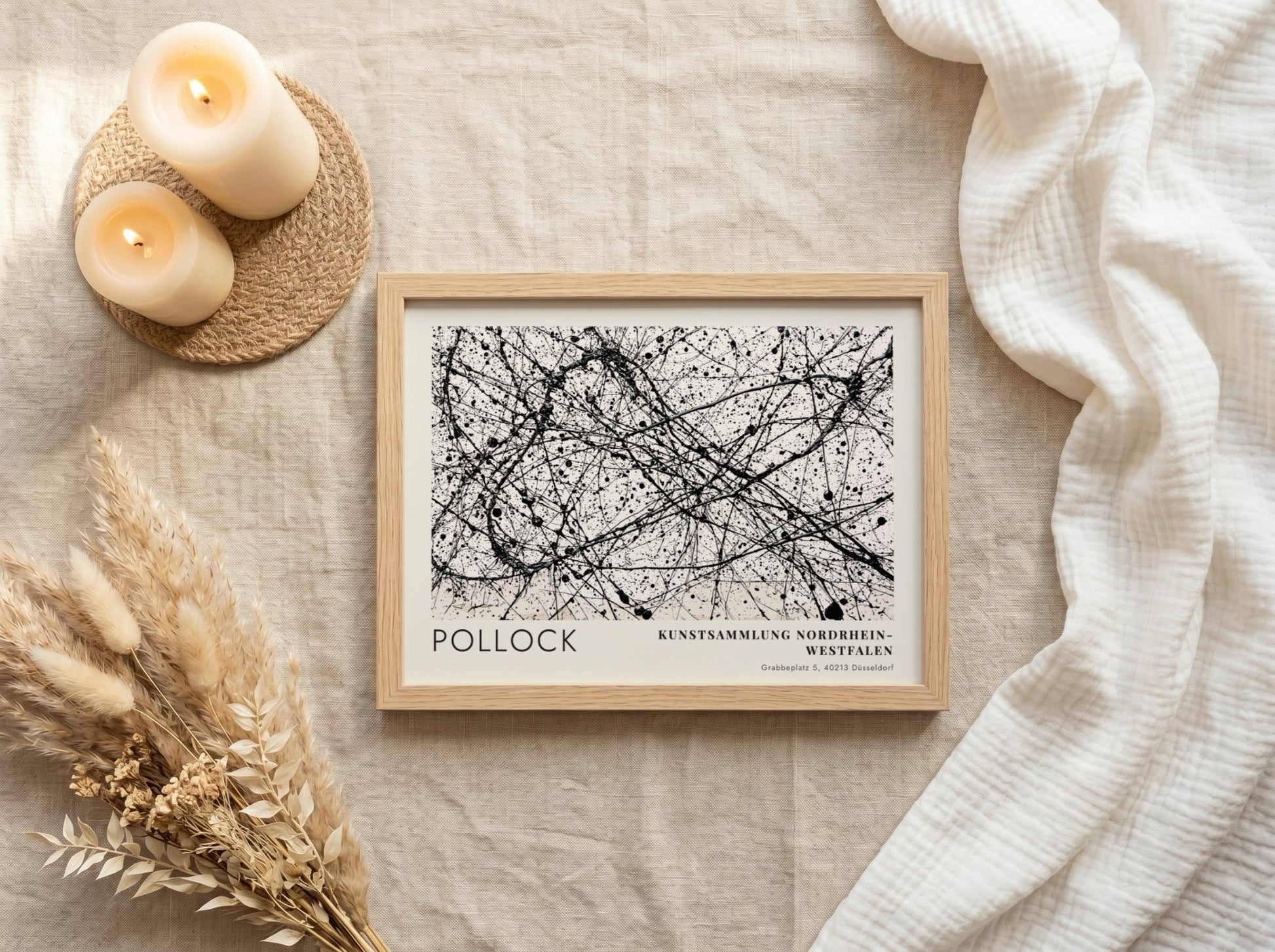 Wall art poster featuring Jackson Pollock Number 32 abstract black ink drip painting.