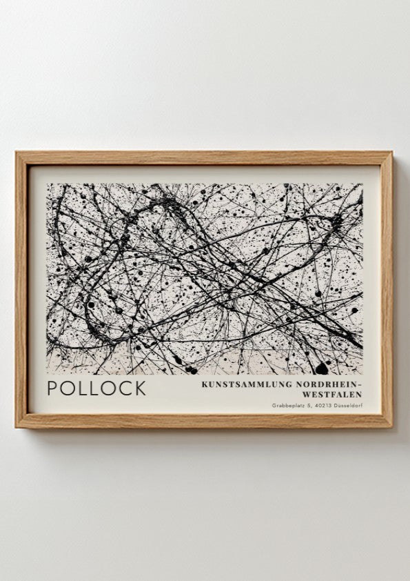 Wall art poster featuring Jackson Pollock Number 32 abstract black ink drip painting.
