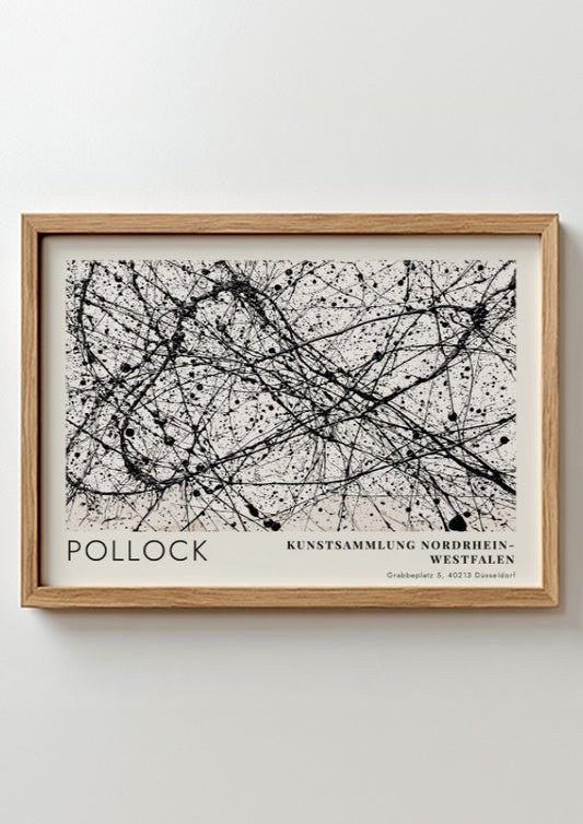 Wall art poster featuring Jackson Pollock Number 32 abstract black ink drip painting.