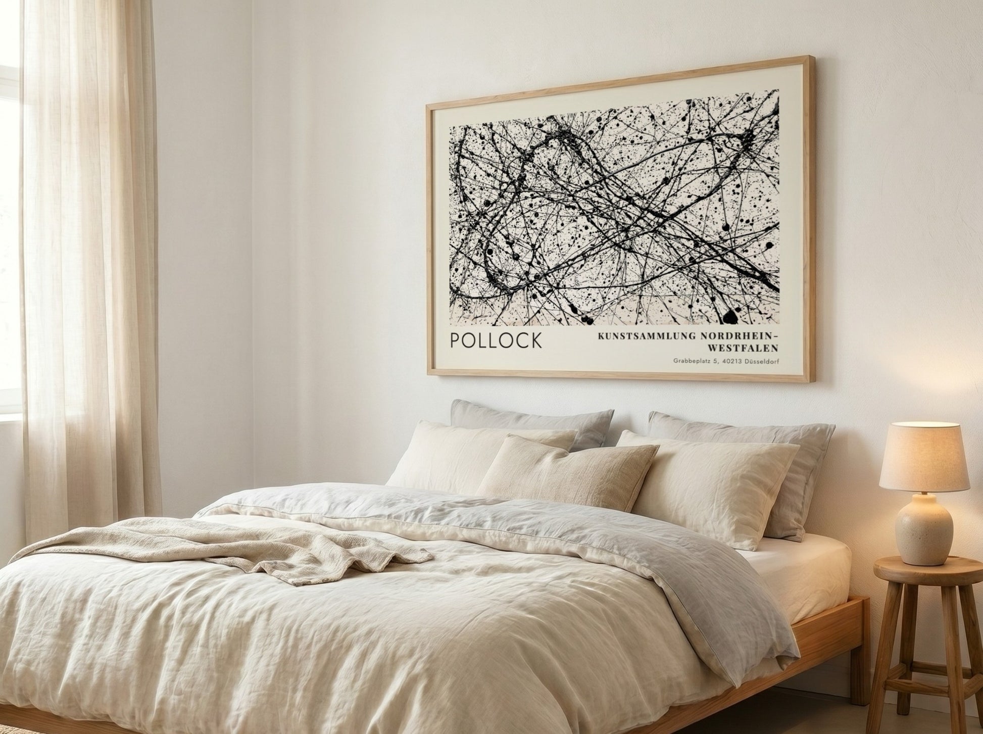 Wall art poster featuring Jackson Pollock Number 32 abstract black ink drip painting.