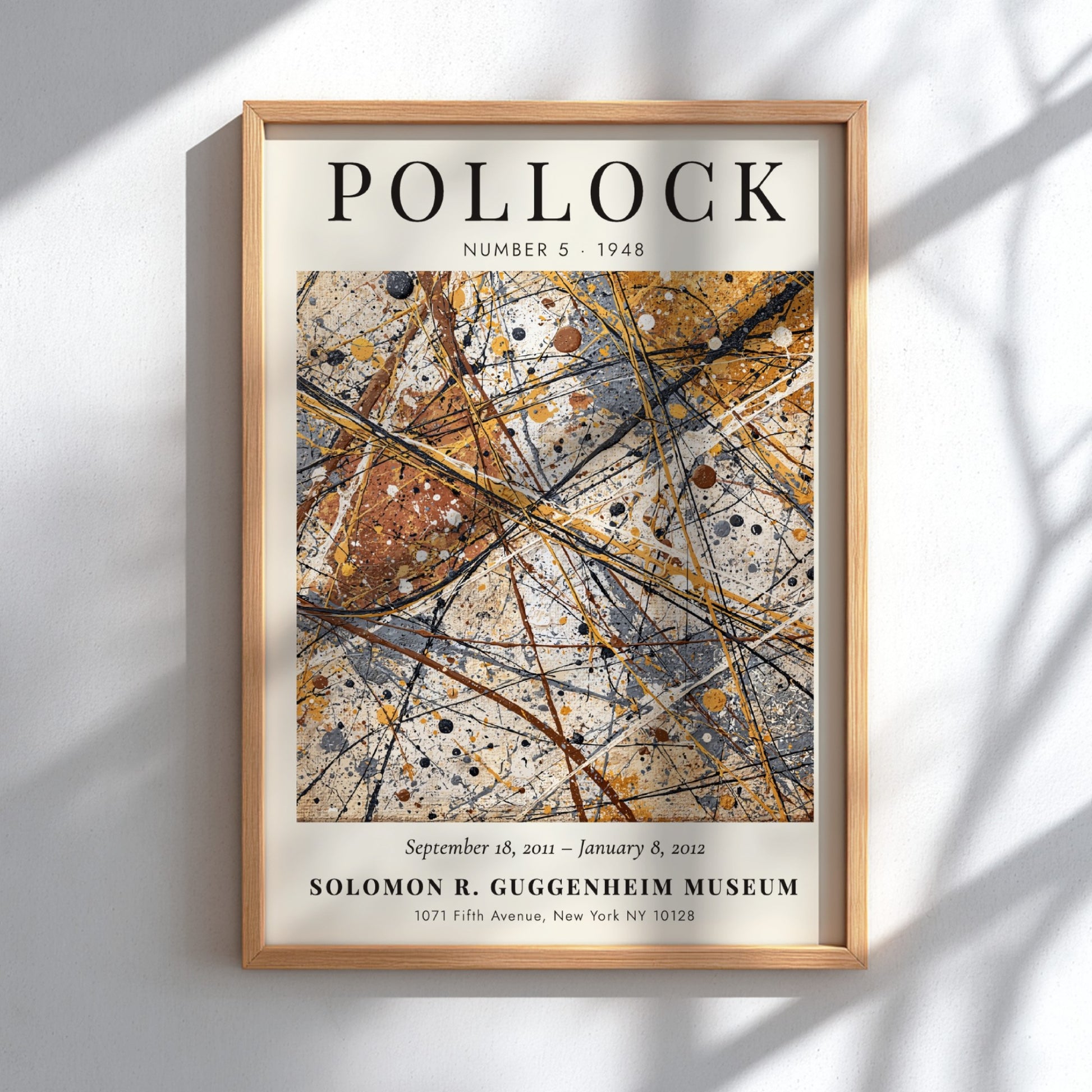 Wall art poster of Jackson Pollock Number 5 featuring chaotic abstract paint drips