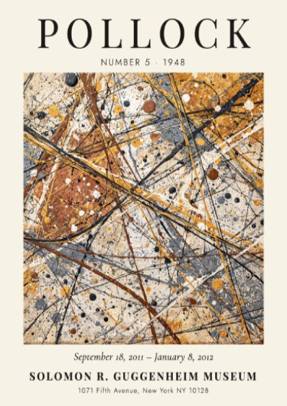 Wall art poster of Jackson Pollock Number 5 featuring chaotic abstract paint drips