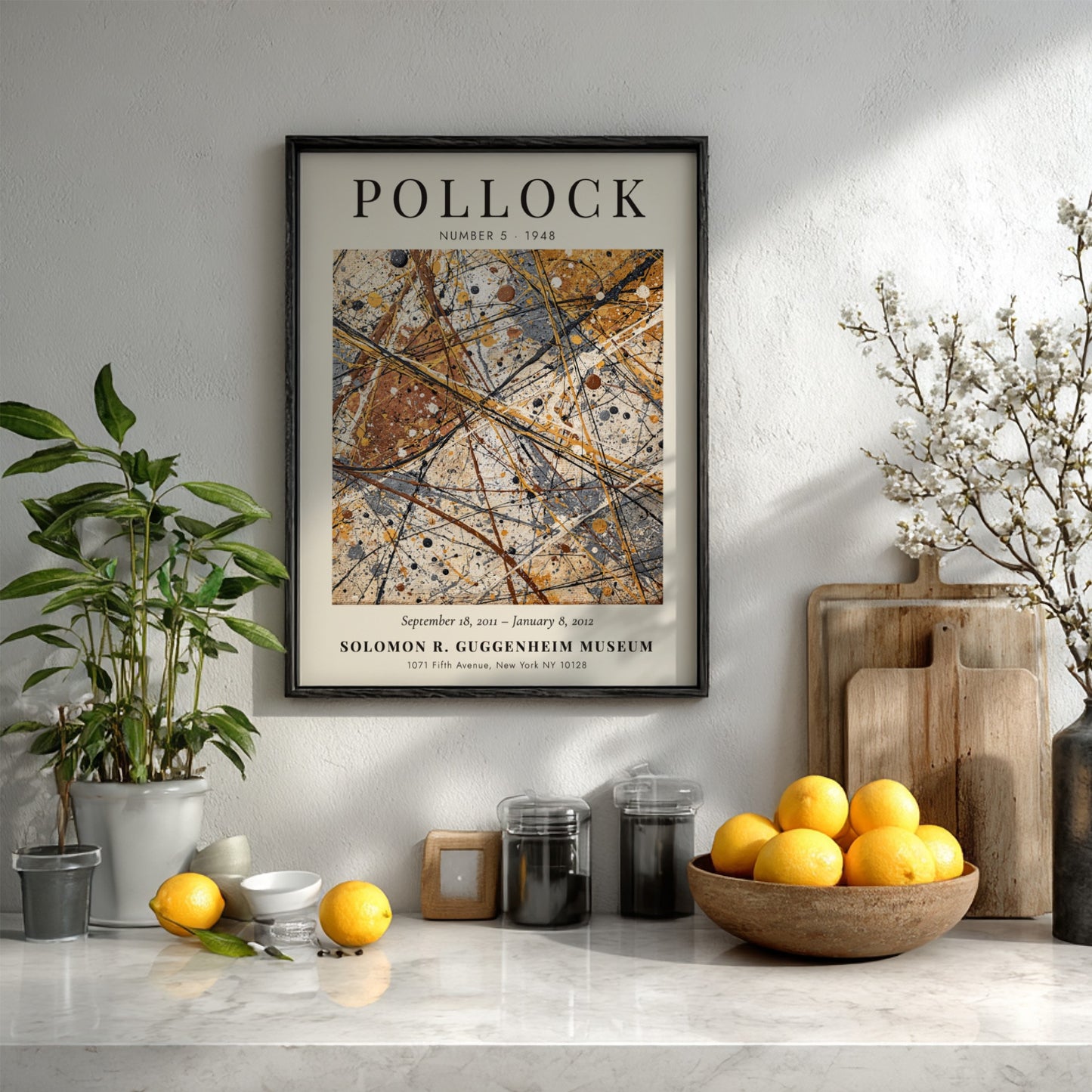 Wall art poster of Jackson Pollock Number 5 featuring chaotic abstract paint drips