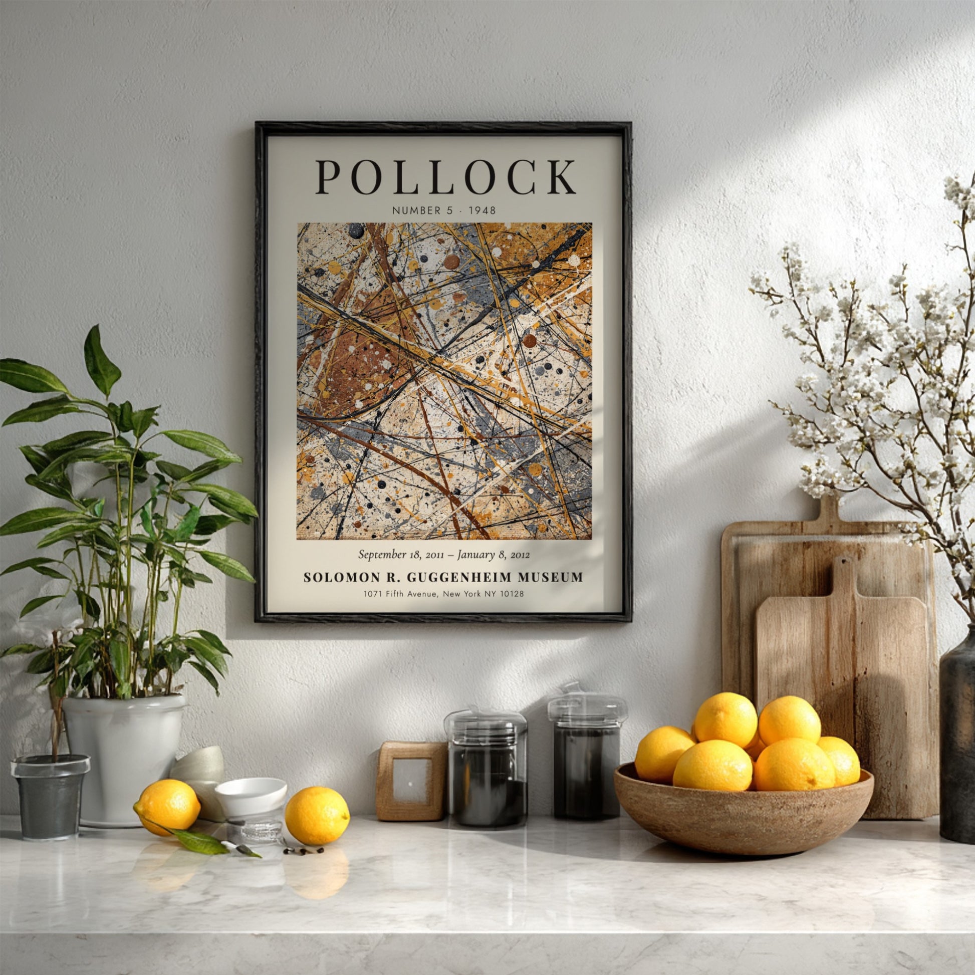 Wall art poster of Jackson Pollock Number 5 featuring chaotic abstract paint drips