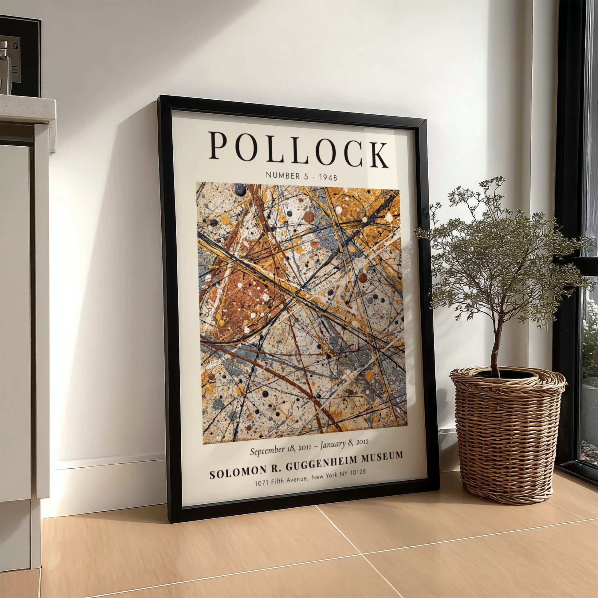 Wall art poster of Jackson Pollock Number 5 featuring chaotic abstract paint drips