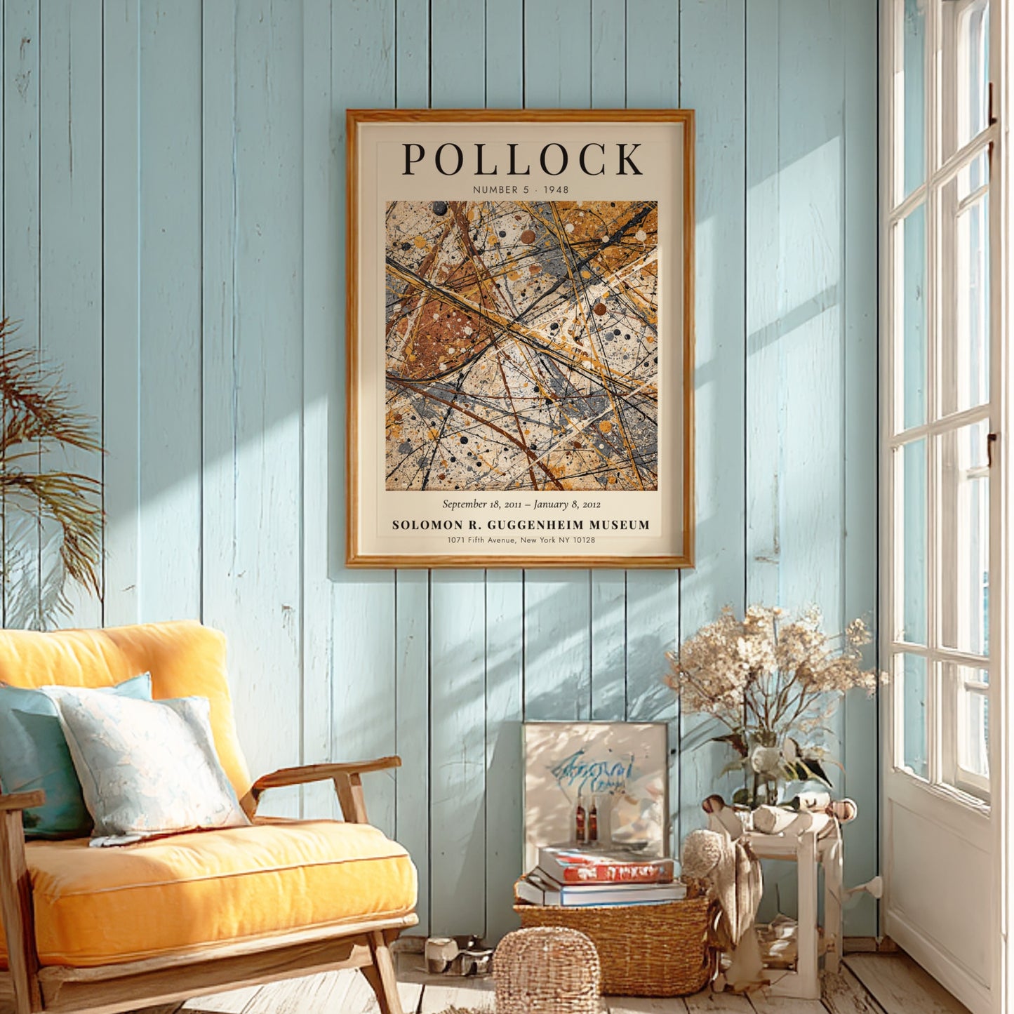 Wall art poster of Jackson Pollock Number 5 featuring chaotic abstract paint drips