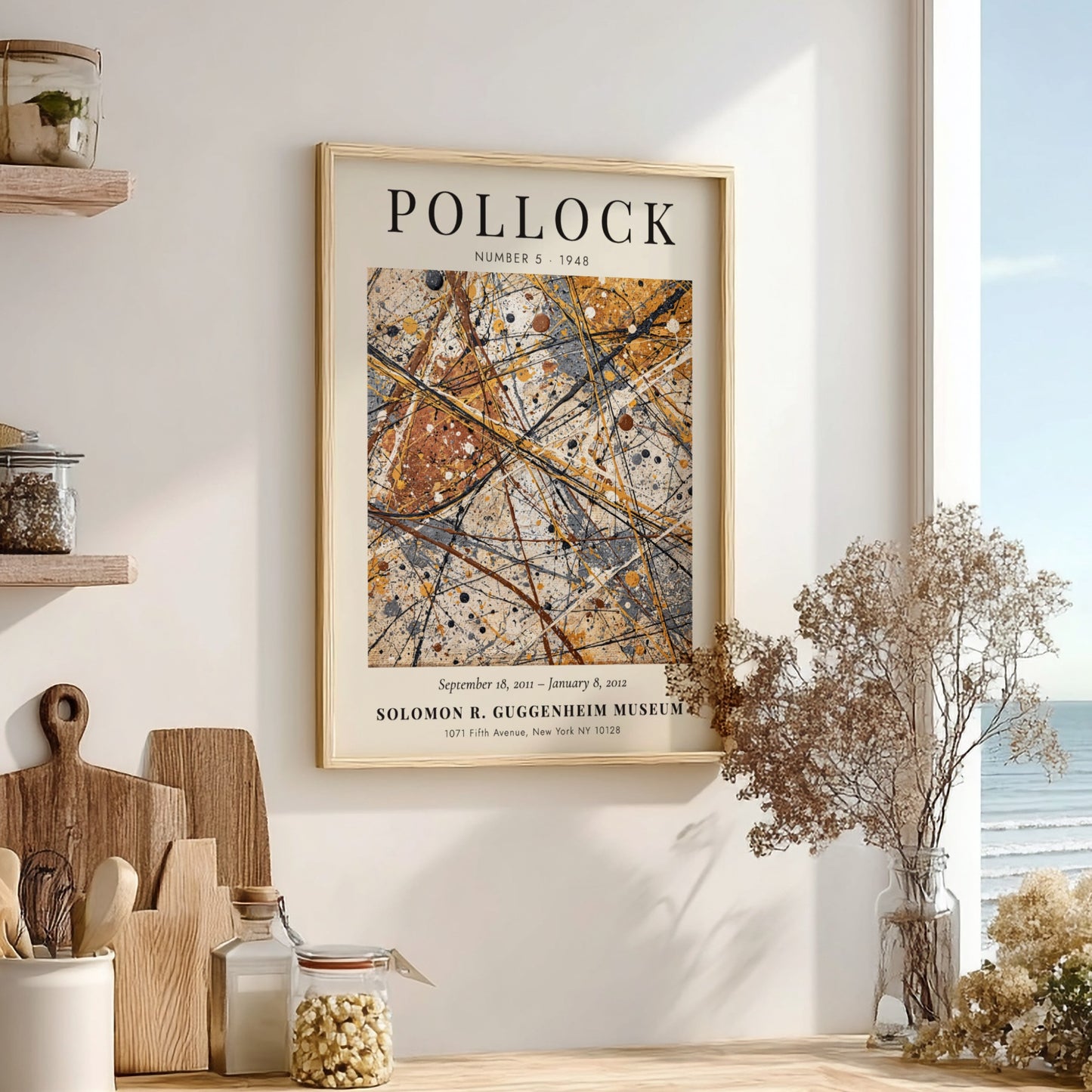 Wall art poster of Jackson Pollock Number 5 featuring chaotic abstract paint drips
