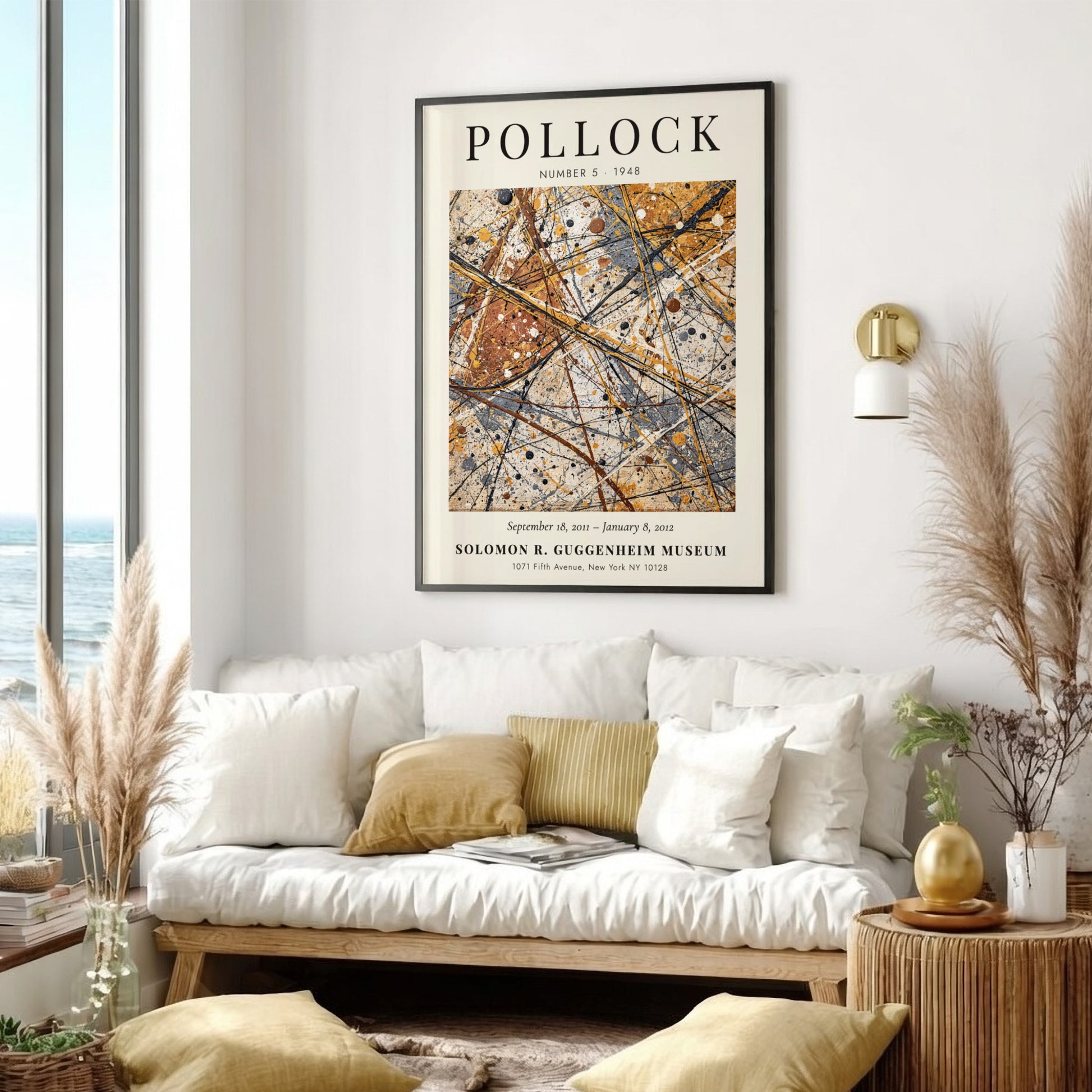 Wall art poster of Jackson Pollock Number 5 featuring chaotic abstract paint drips