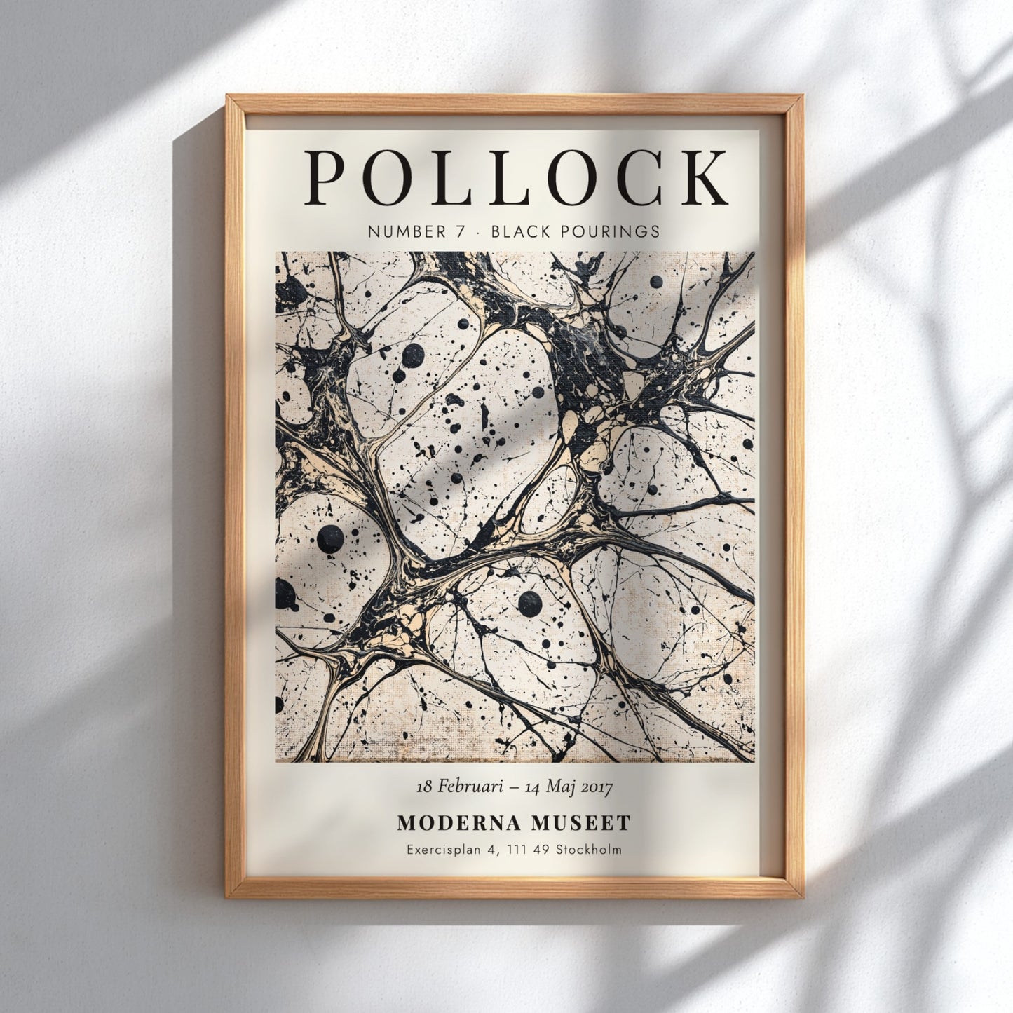 Wall art poster featuring Jackson Pollock Number 7 Black Pourings with dark ink drips
