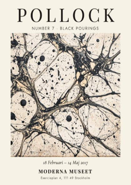 Wall art poster featuring Jackson Pollock Number 7 Black Pourings with dark ink drips