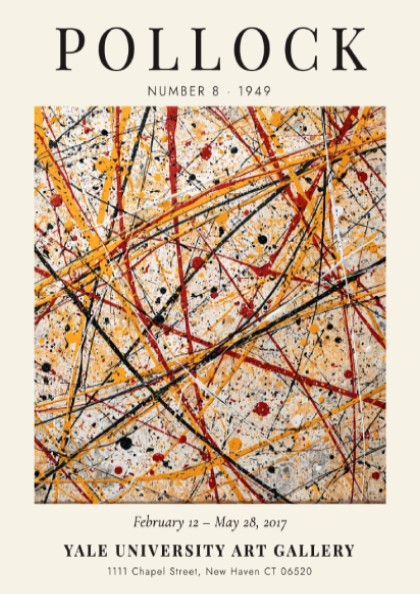 Wall art poster featuring Jackson Pollock Number 8 1949 abstract drip painting in red