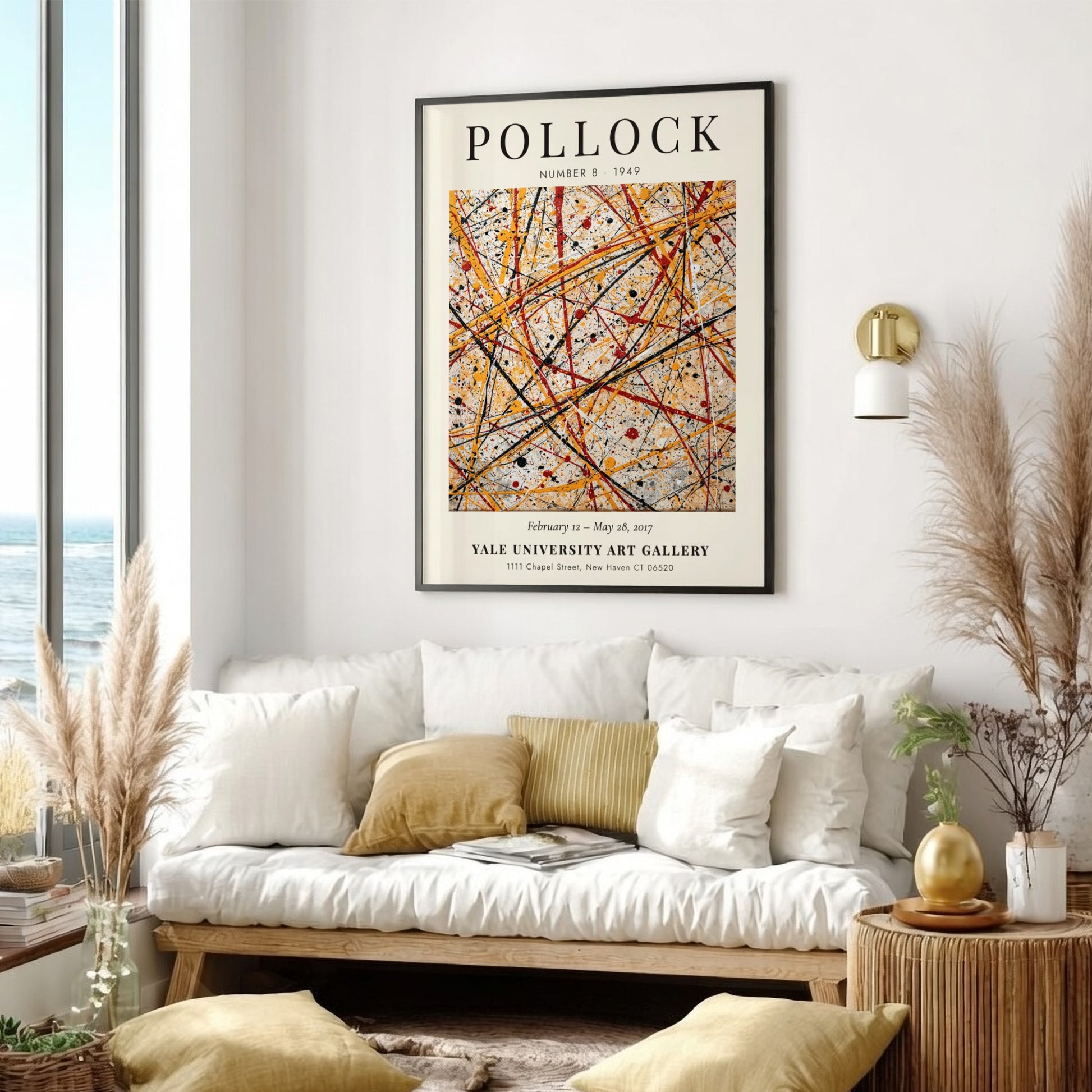Wall art poster featuring Jackson Pollock Number 8 1949 abstract drip painting in red