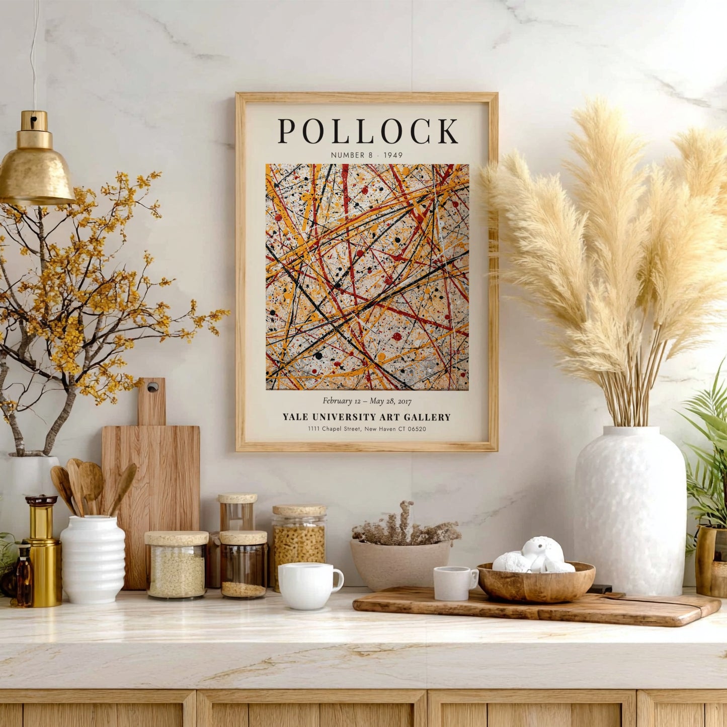 Wall art poster featuring Jackson Pollock Number 8 1949 abstract drip painting in red