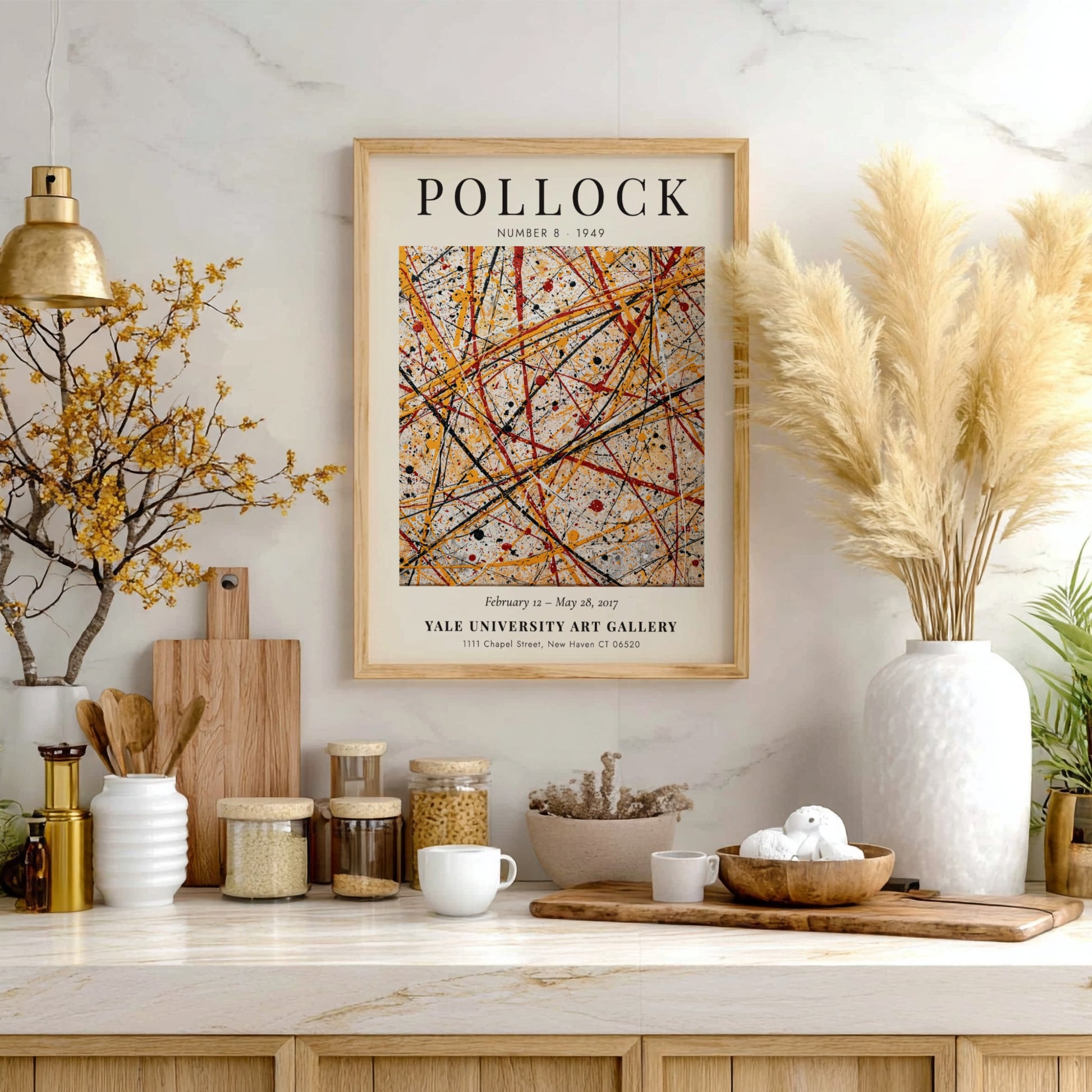 Wall art poster featuring Jackson Pollock Number 8 1949 abstract drip painting in red