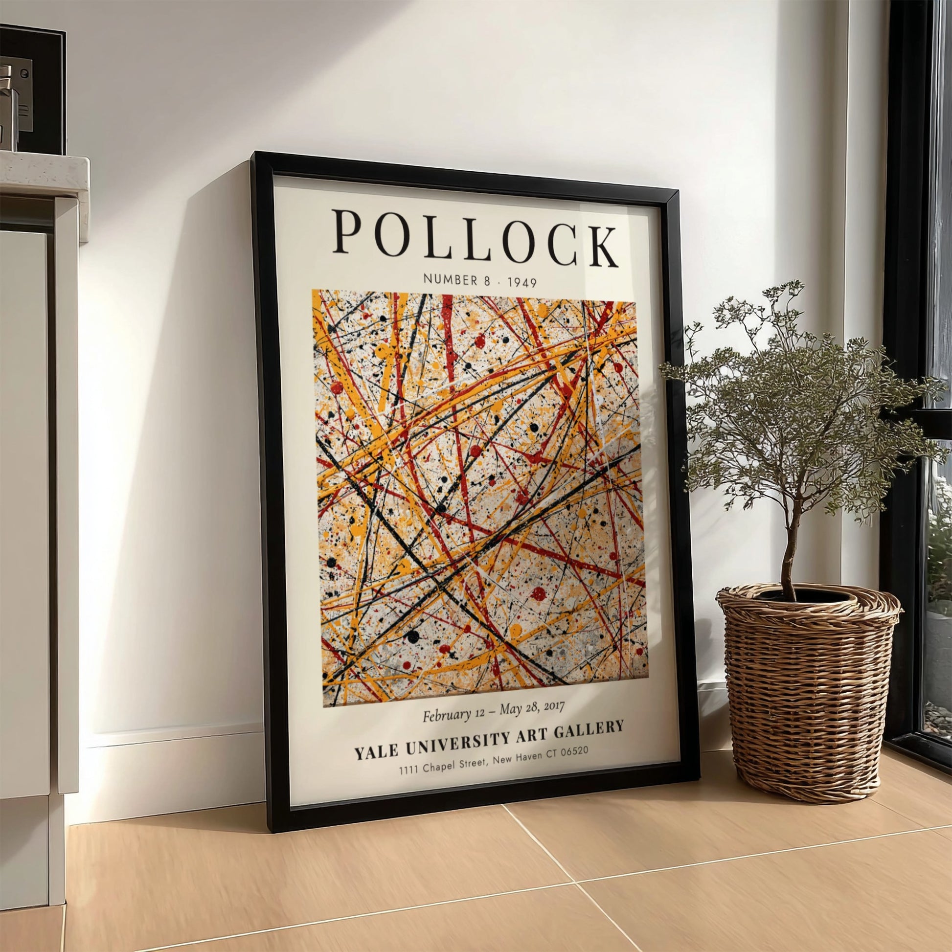 Wall art poster featuring Jackson Pollock Number 8 1949 abstract drip painting in red