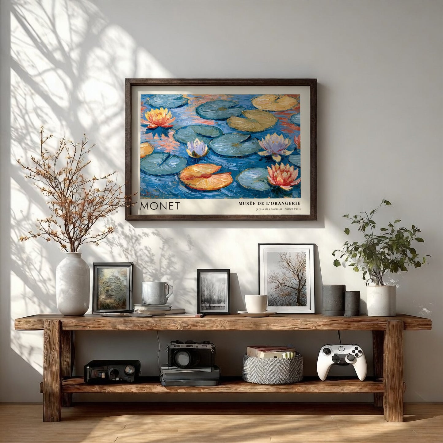 Monet wall art print featuring water lilies in vibrant colors