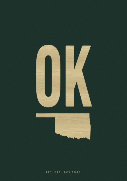 Oklahoma USA states poster featuring bold design and forest green colors