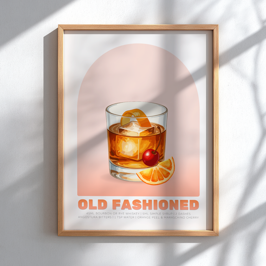 Old Fashioned Cocktail Poster - Drinks Wall Art