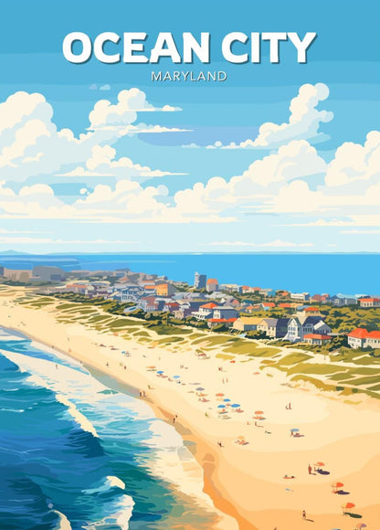 Ocean City Travel Poster, Ocean City Wall Art, Ocean City Print, Maryland Artwork, Home Décor, Ocean City Maryland Poster, Ocean City Art