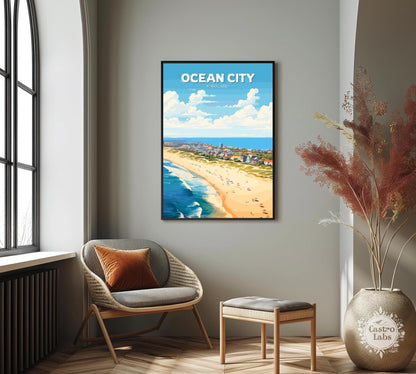 Ocean City Travel Poster, Ocean City Wall Art, Ocean City Print, Maryland Artwork, Home Décor, Ocean City Maryland Poster, Ocean City Art