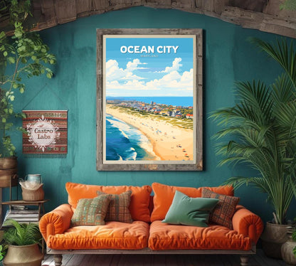 Ocean City Travel Poster, Ocean City Wall Art, Ocean City Print, Maryland Artwork, Home Décor, Ocean City Maryland Poster, Ocean City Art