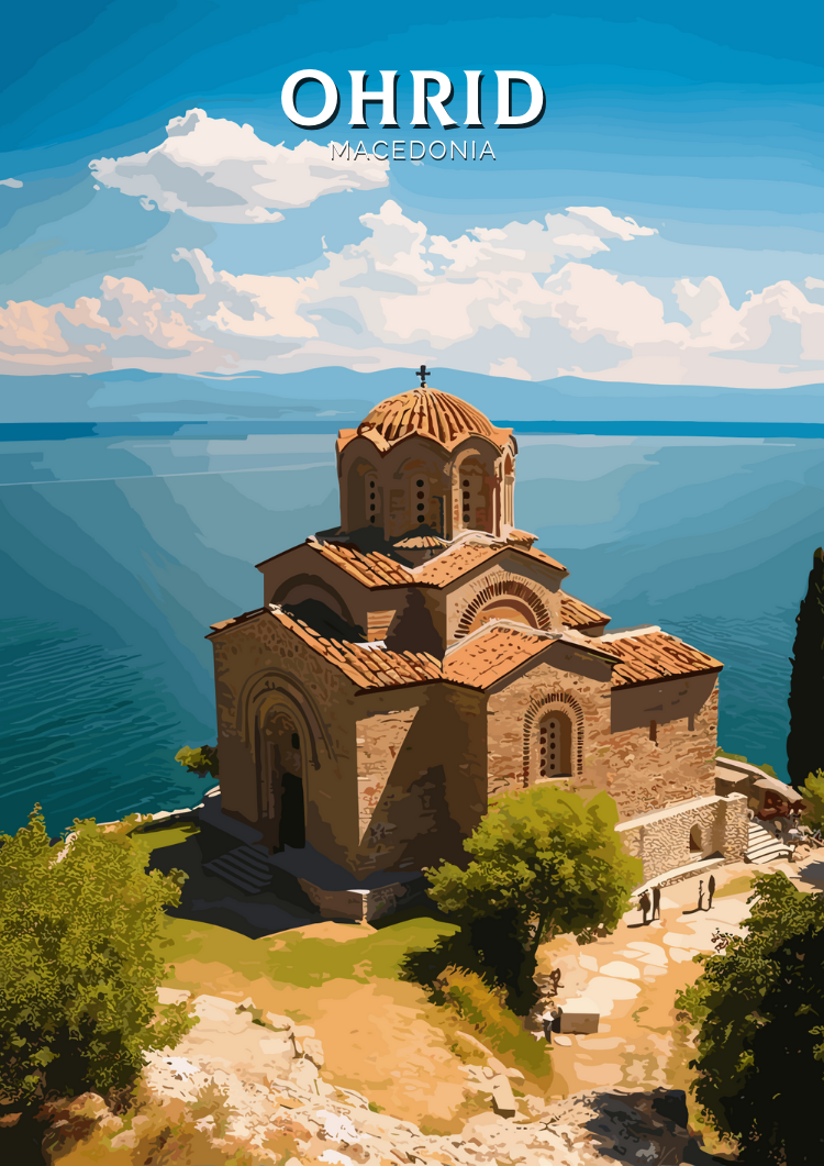 Europe OHRID TRAVEL PRINT - NORTH MACEDONIA ARTWORK