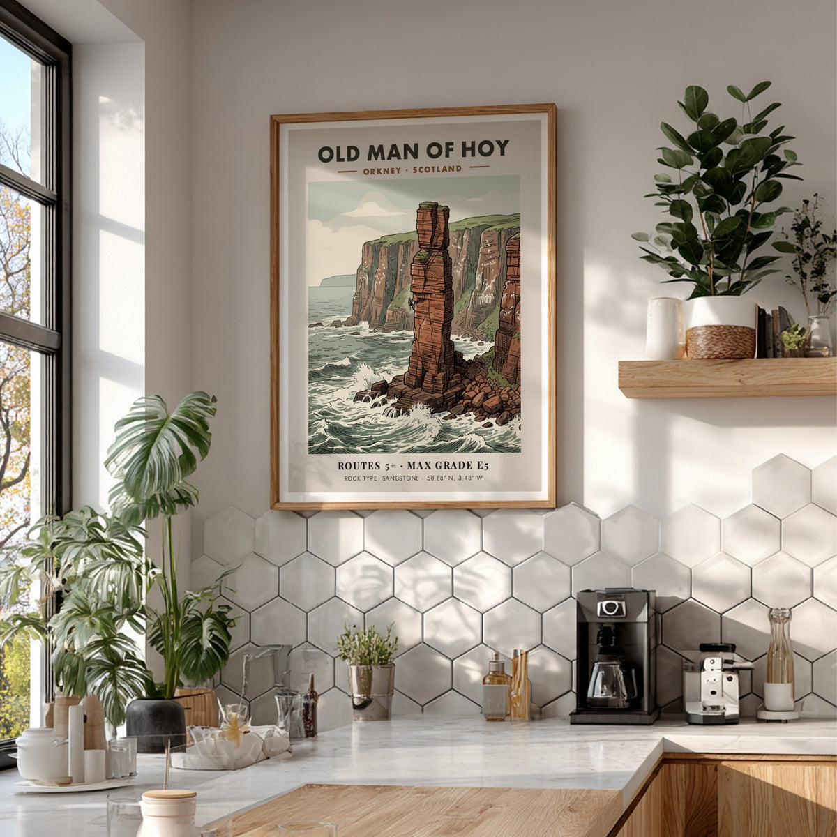 Poster featuring the red sandstone Old Man of Hoy sea stack in Scotland