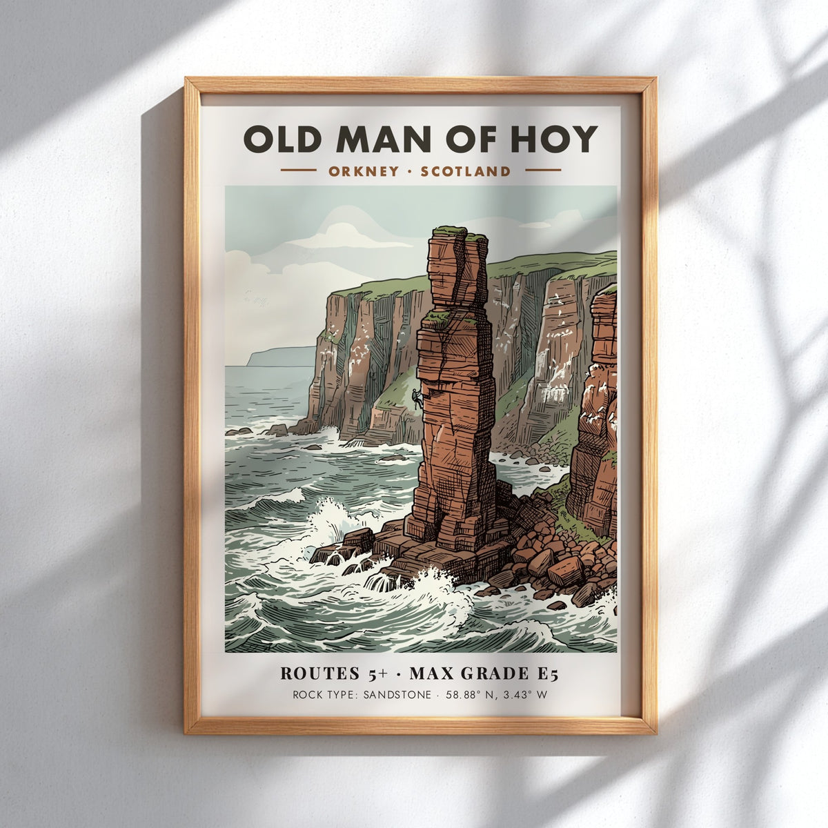 Poster featuring the red sandstone Old Man of Hoy sea stack in Scotland