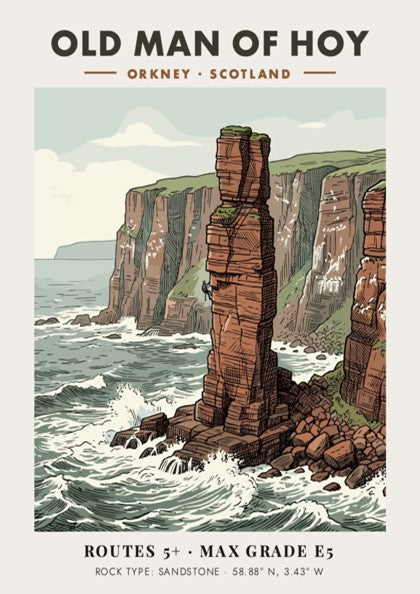 Poster featuring the red sandstone Old Man of Hoy sea stack in Scotland