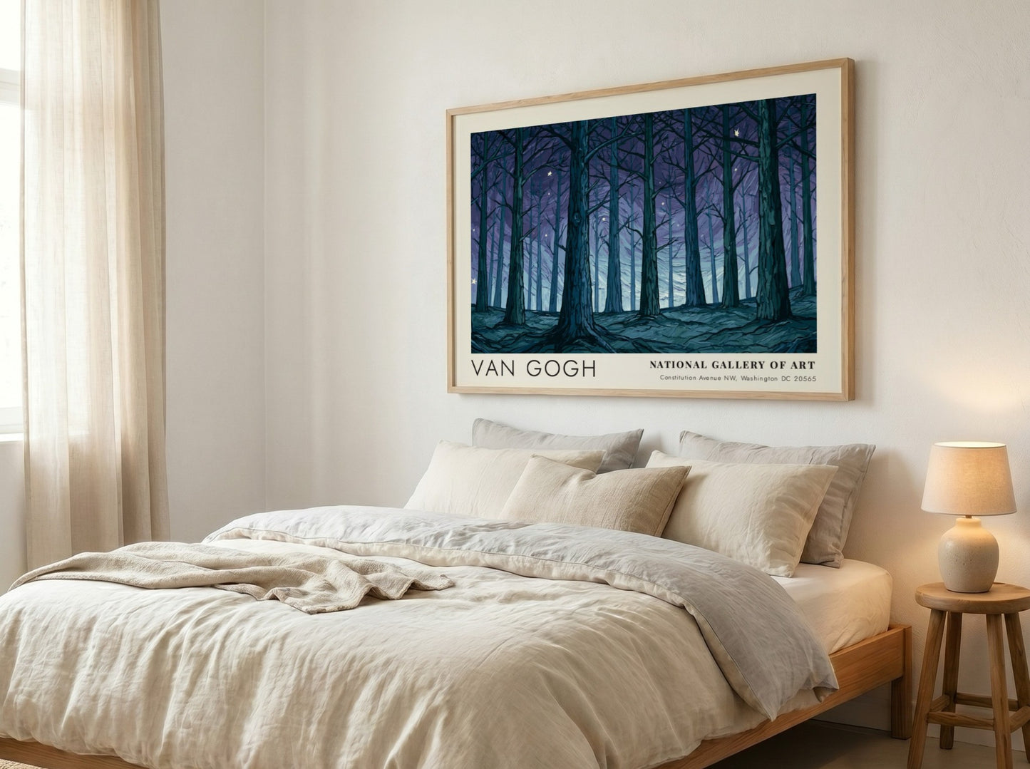 Olive Grove wall art print featuring deep blues and purples in Van Gogh's landscape style