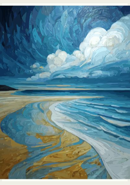 Open Waters - Minimalist Calm Sea and Pale Sky Coastal Wall Art