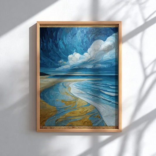 Open Waters - Minimalist Calm Sea and Pale Sky Coastal Wall Art