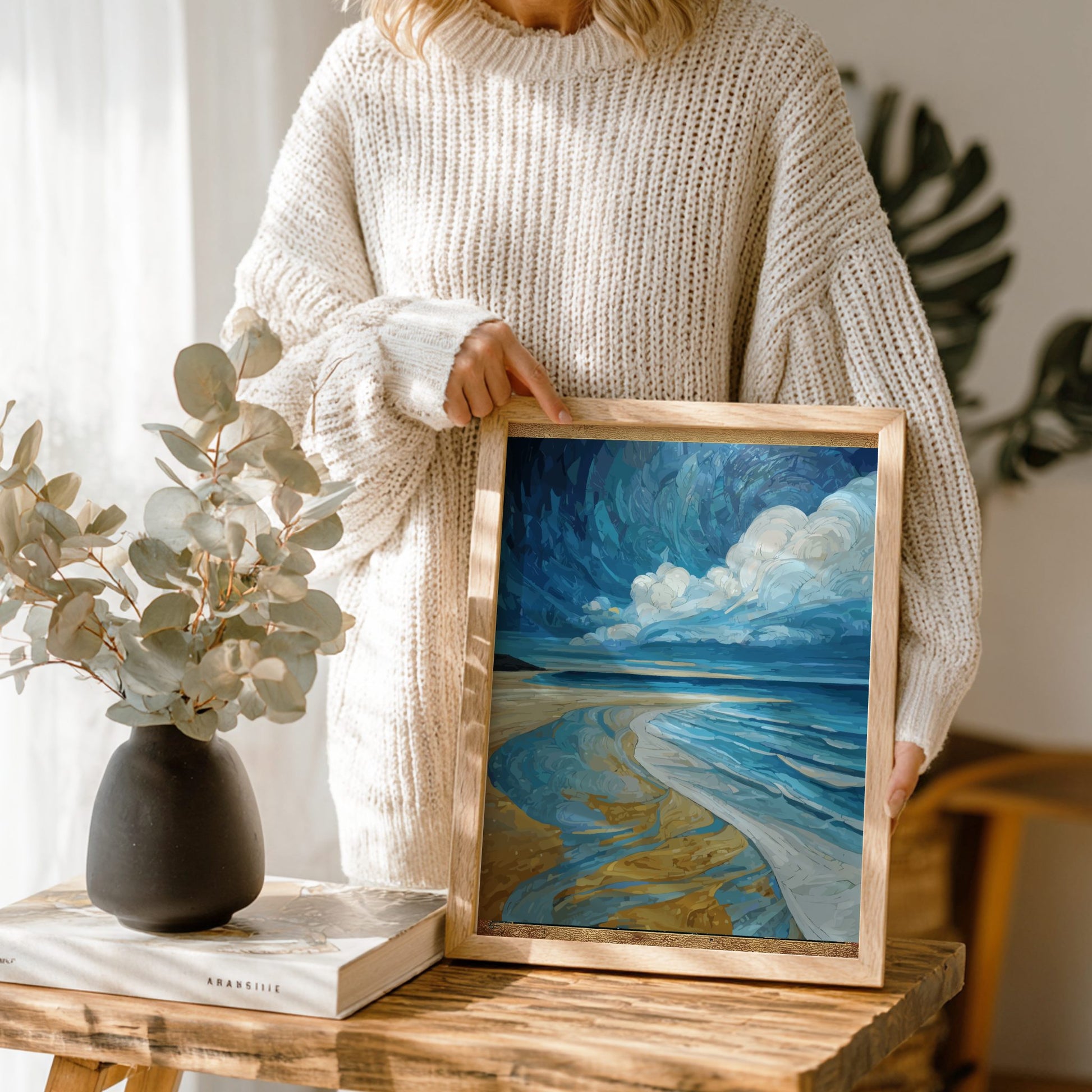Open Waters - Minimalist Calm Sea and Pale Sky Coastal Wall Art
