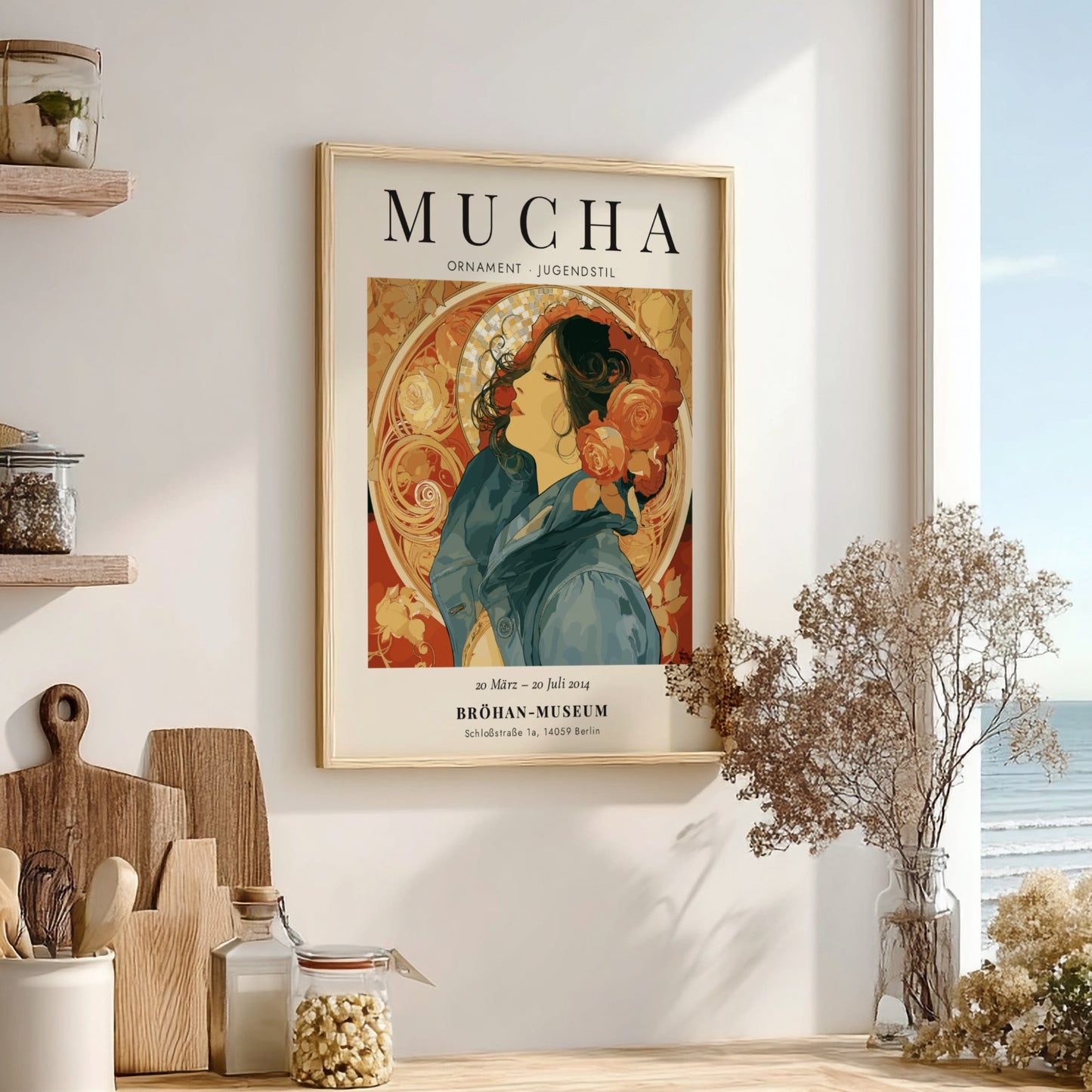 Alphonse Mucha poster featuring Ornament design with floral motifs and elegant colors in Art Nouveau style