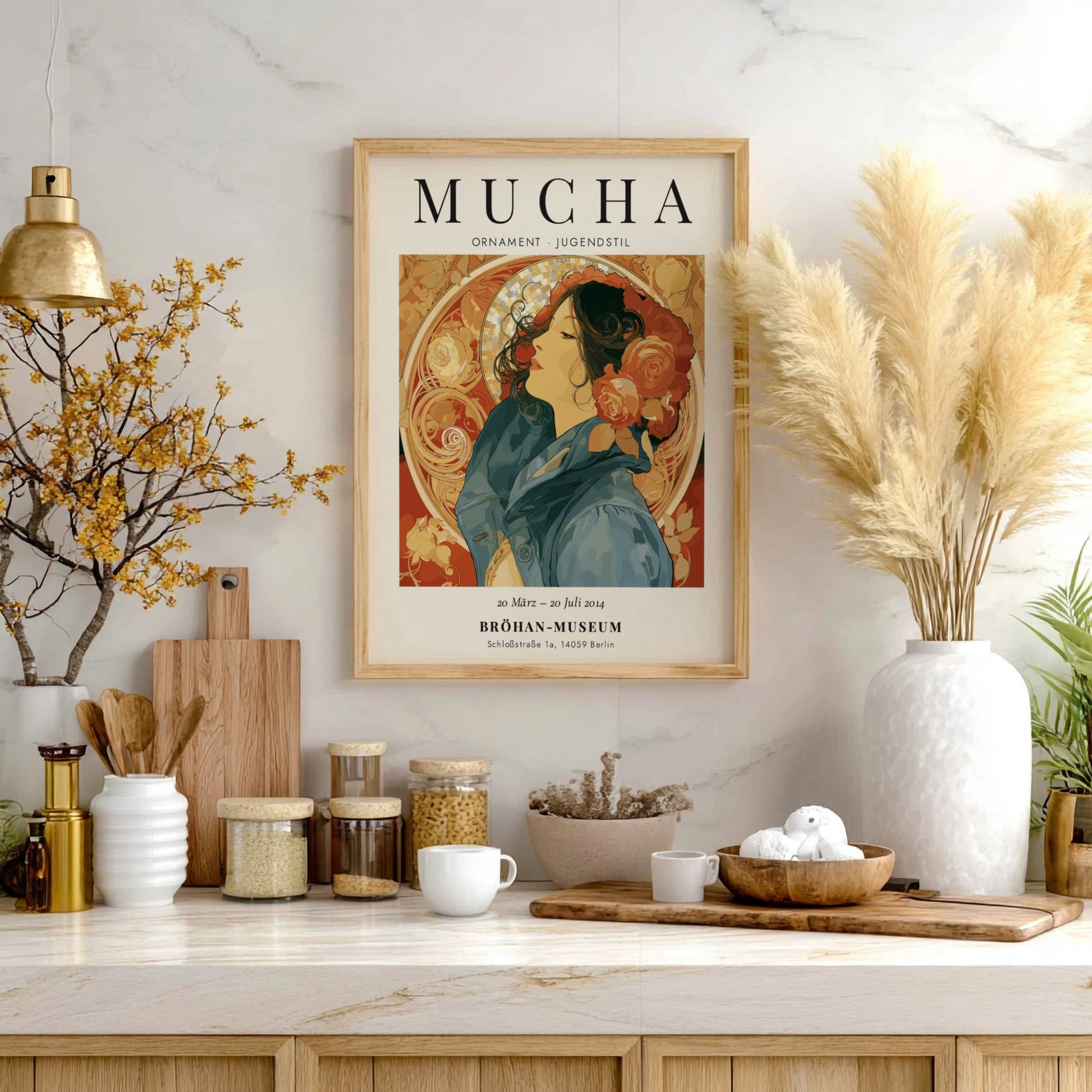 Alphonse Mucha poster featuring Ornament design with floral motifs and elegant colors in Art Nouveau style